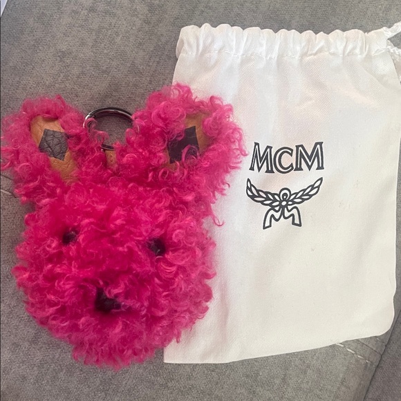 MCM Accessories - MCM Vibrant Pink Plush Bunny Bag Charm